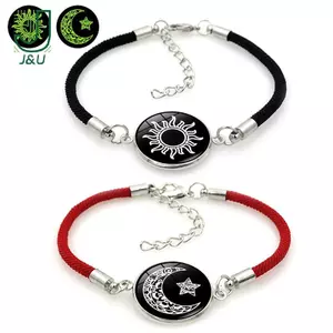 2 Cái / bộ Vòng Tay Mặt Trăng Mặt Trời Cặp Đôi Dạ Quang Cho Nam Nữ Dây Dệt Có Thể Điều Chỉnh Quyến Rũ Tình Bạn Bạn Gái Trang Sức Dự Tiệc Quà Tặng