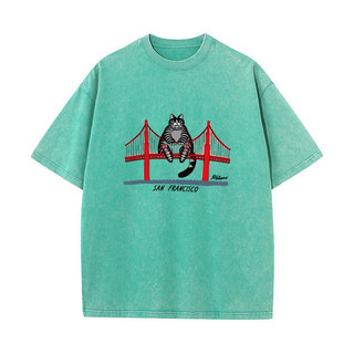 Dự Án Hail Mary Ryan Gosling B Kliban Cat San Francisco Cầu Giải Trí Cotton Rửa Vintage Áo Thun Tay Ngắn Áo Cổ Tròn Quần Áo