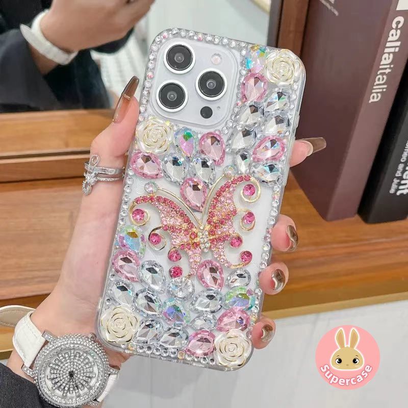 Ốp Điện Thoại Bướm Sang Trọng Cho Poco X8 M8 F8 X7 F7 Ultra Pro M7 Plus F6 M6 X6 M5 M5S M4 Pro X5 X4 X3 GT NFC M3 Pro X2 4G 5G Vỏ Kim Cương Sáng Hoa Hồng Vỏ Mềm