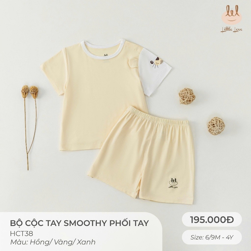 BỘ CỘC TAY VẢI SỢI TRE PHỐI TAY [ SIÊU MỀM, MÁT, MỊN CO DÃN VÀ THẤM HÚT TỐT] SZ 6/9M - 4Y (HCT38)