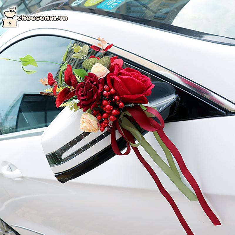 Cheenm Sáng Tạo Đám Cưới Xe Trang Trí Hoa Tay Nắm Cửa Gương Chiếu Hậu Trang Trí Nhân Tạo Hoa Phụ Kiện Hôn Nhân Đạo Cụ Quà Tặng VN