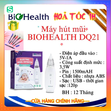 [HoảTốc] Máy hút mũi cho bé Biohealth DQ21 - Dụng cụ hút mũi cho bé và người lớn - Vệ sinh mũi - Chính hãng
