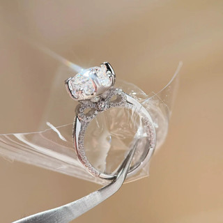 Châu Âu Mỹ ins Phong Cách Mới Đính Kim Cương 2 Carat Nơ Nhẫn Nữ
