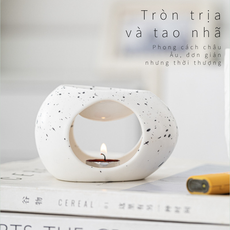 Lò Xông Tinh Dầu Bằng Gốm - Phong Cách Bắc Âu Retro, Dùng Nến Tealight, Trang Trí & Tỏa Hương Cho Phòng Ngủ, Làm Việc