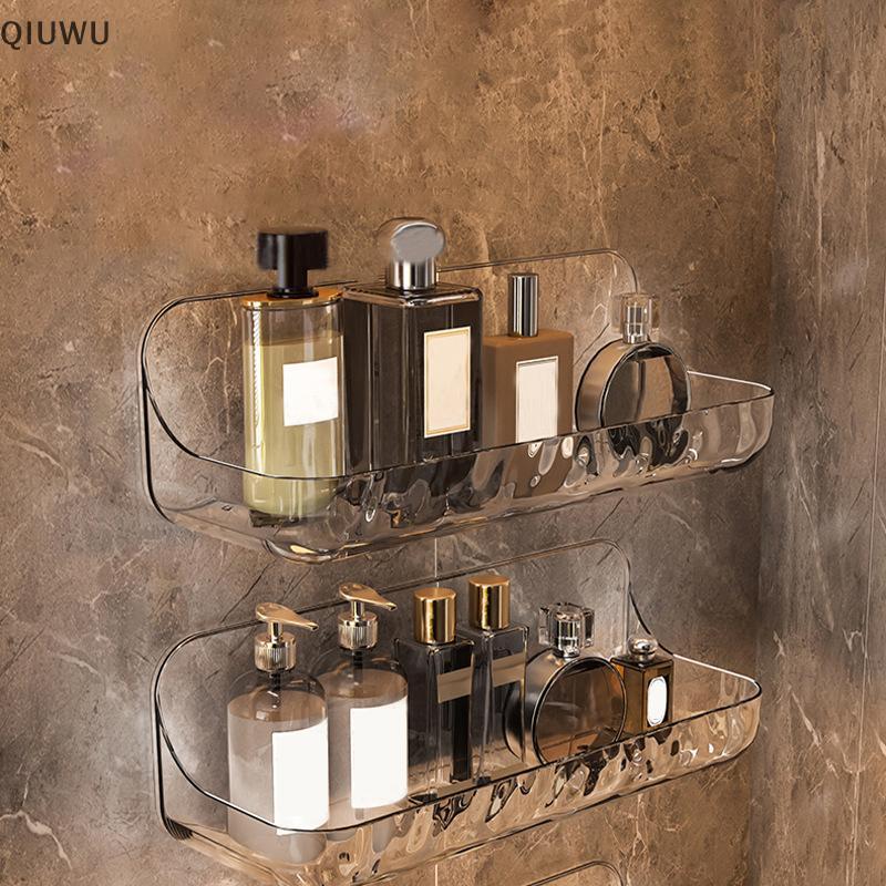 QIUWU Phòng tắm Nhà vệ sinh Ra Kệ đựng đồ vệ sinh Không đục lỗ Sản phẩm chăm sóc da treo tường Giá đỡ rửa tường Hộp lưu trữ trong suốt.