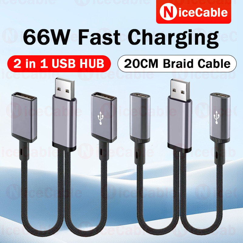 Cáp Dữ Liệu Sạc Nhanh 66W Cáp Chia 2 TRONG 1 USB Nam Sang USB / Type C Nữ Chuyển Đổi Cho Điện Thoại / Máy Tính Bảng / Laptop