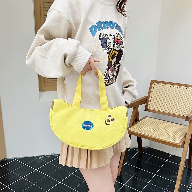 Túi đeo chéo hình quả chuối màu vàng Túi xách vải Kawaii cho du lịch đi biển mùa hè