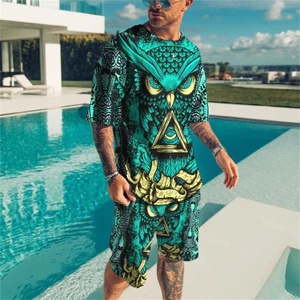 2026 Bộ áo thun và quần Short ngắn tay in 3D Unisex Hawaii Beach mới