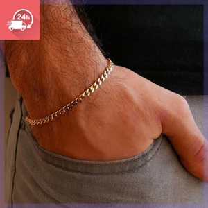 Tính khí cổ điển Châu Âu và Mỹ niche thép không gỉ Dây chuyền Cuba đơn giản có thể điều chỉnh vòng tay nam