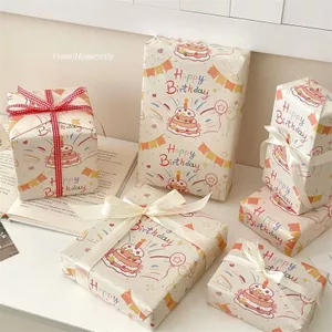 Kích Thước Lớn Quà Sinh Nhật Giấy Gói Giấy Kraft Hoa Nguyên Bản Sinh Nhật Yếu Tố Quà Tặng Giấy Gói Hộp Giày Bao Bì 0331