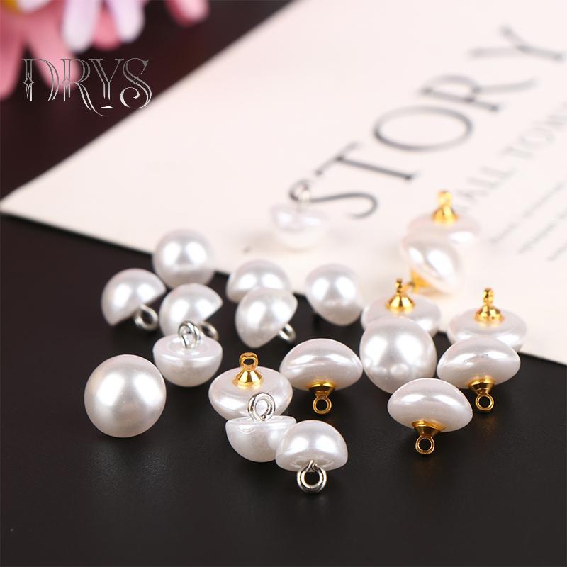 TFT 10mm/12mm - 10 cái nút áo hình nấm nhựa, bán nguyệt màu ngọc trai, dùng để trang trí và DIY