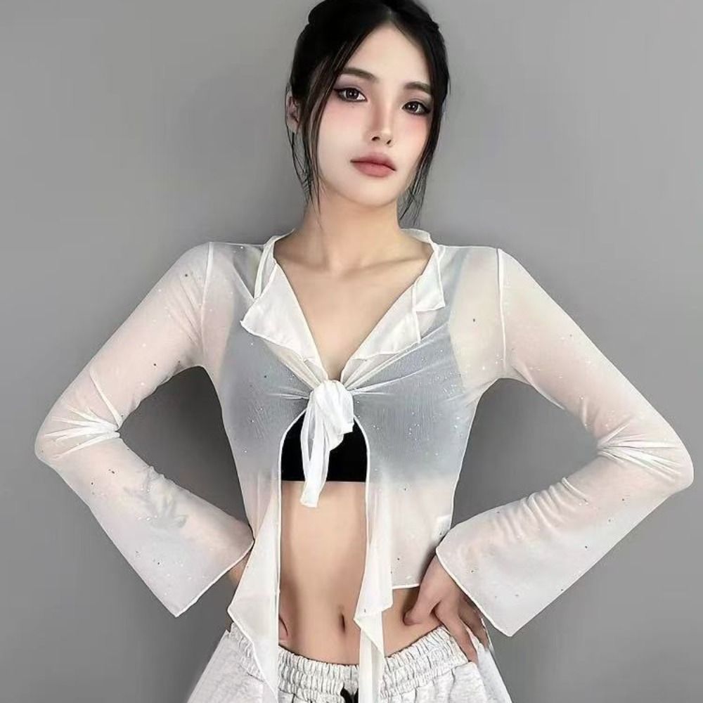 Khăn khiêu vũ và hip-hop SAIA Jazz với sequin, xuyên thấu, trendy Y2K