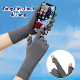 Găng Tay Chống Nắng Nữ Hở Ngón Cảm Ứng, Găng Tay Chống Tia UV Thoáng Khí Chống Trượt Đi Xe Máy