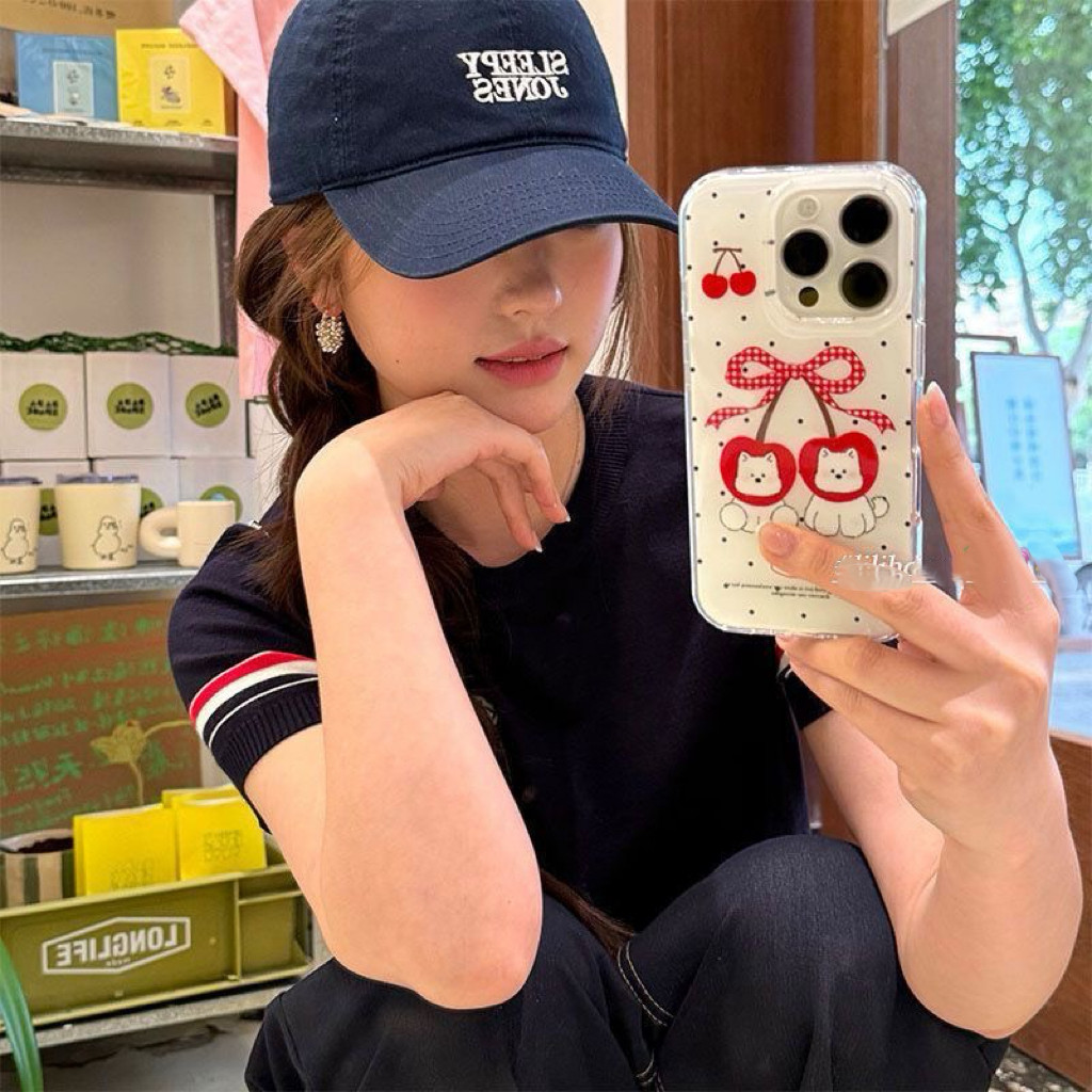 Dễ thương bo dot cherry head west heights áp dụng cho iphone 14/16 dễ thương 16promax vỏ điện thoại 15 mới 13
