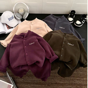 Áo khoác lông cừu trẻ em Mùa thu đông Cardigan Đồng phục bóng chày 73-150 Size 5T2A