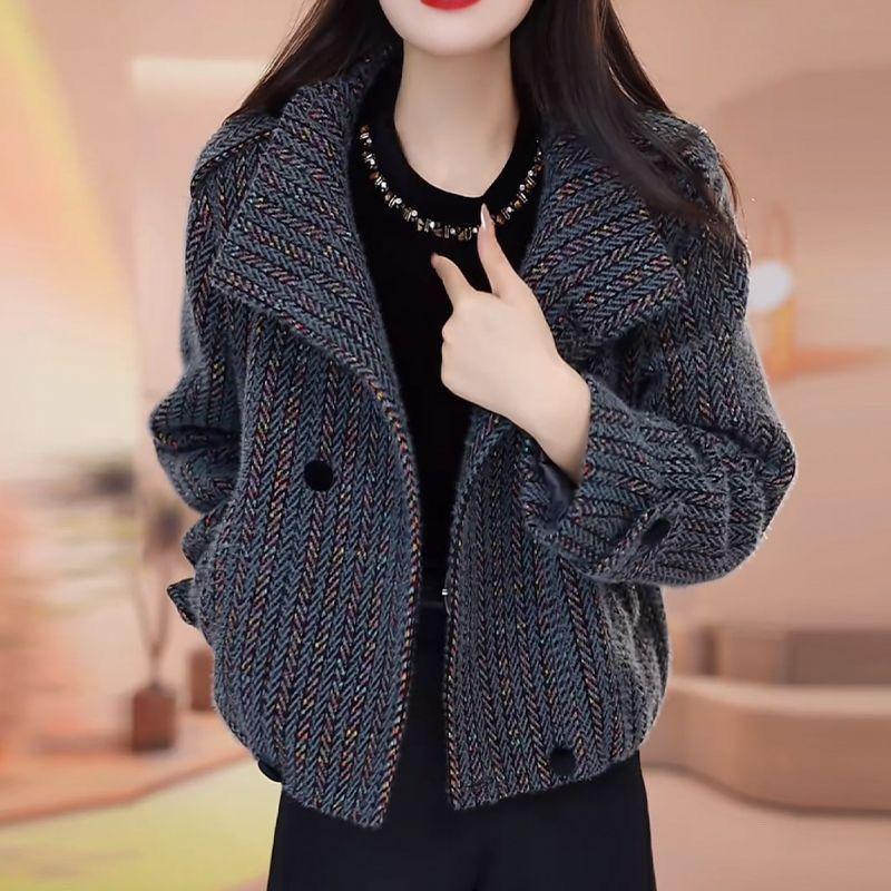 VN 2023 Thu Đông Phong Cách Mới Áo Khoác Nữ Thoải Mái Rời Thời Trang Bảo Vệ Toàn Diện Áo Cardigan Ngắn Chất Lượng Cao
