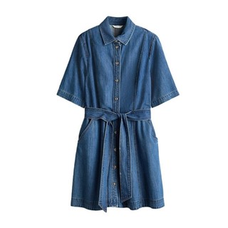 Váy Denim chữ A ngắn tay có ve áo mùa xuân Z 1323181
