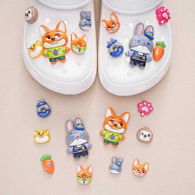 Phụ Kiện Giày Lỗ Crazy Animal City Fox Nick Judy Giày Cà Rốt Hoa Thích Hợp Cho Crocs Khóa Giày Có Thể Tháo Rời Khóa Giày Lỗ Khóa Giày Busch Khóa Giày Zhibixing ins Giày Hoa