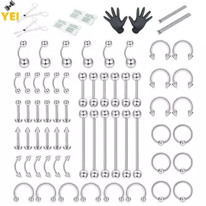Phụ Kiện Xỏ Khuyên BodyYEI 72 Miếng - Mũi, Môi, Lông Mày, Lưỡi