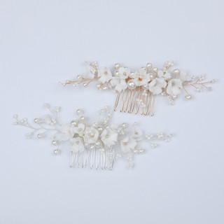 Mũ cô dâu ngọc trai kim cương giả handmade, kèm lược tóc pha lê đẹp