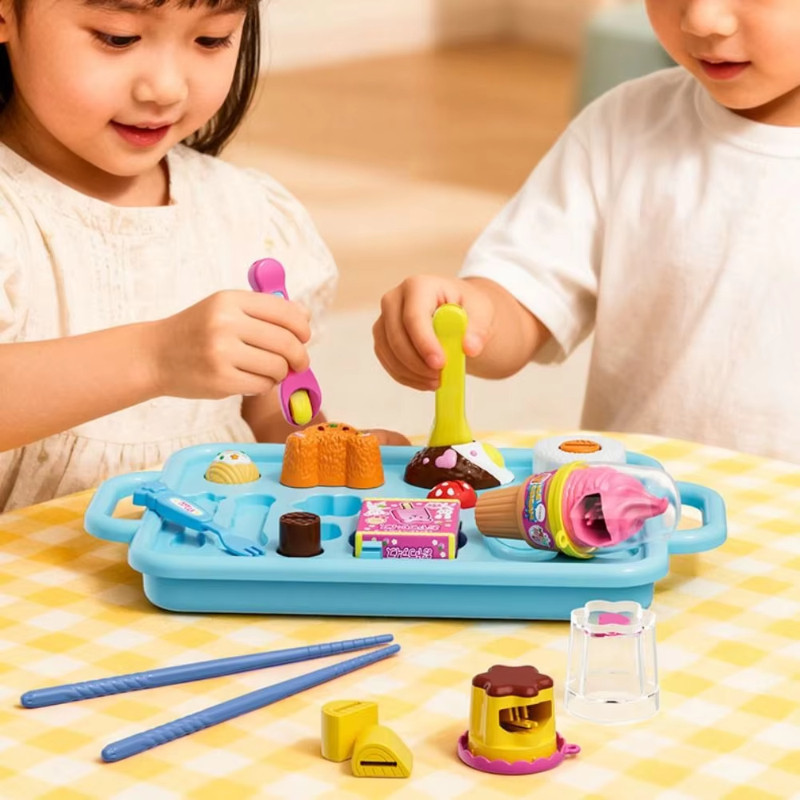 Đồ Chơi Đút Ăn, Khay Thức Ăn 8 Món, Đồ Chơi Nhập Vai Đầu Bếp Cho Bé, Chất Liệu ABS An Toàn