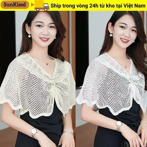 Khăn choàng và áo khoác mỏng SUNKISSD - Chất liệu dệt kim và vải tuyn ngắn nhiều màu, phù hợp thời trang hàng ngày