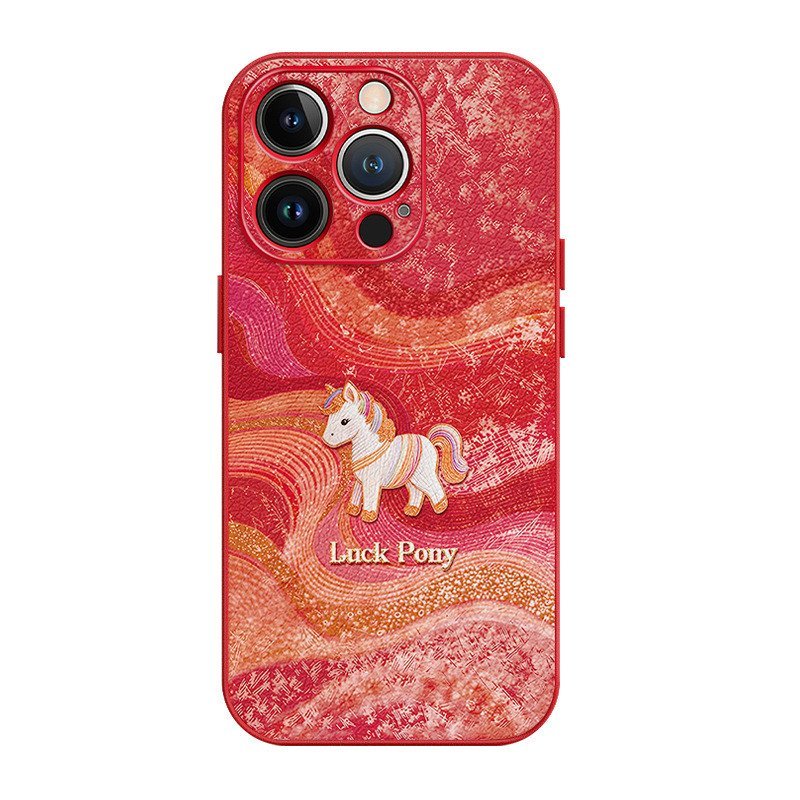 Thích hợp cho Ốp điện thoại 17promax iphone15 Lucky Pony Dây buộc 16 Năm mới 14 Cô gái có giá trị cao