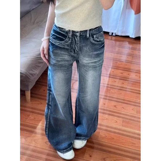 Quần Jean Retro Ống Rộng Cao Cấp, Thích Hợp Hàng Ngày
