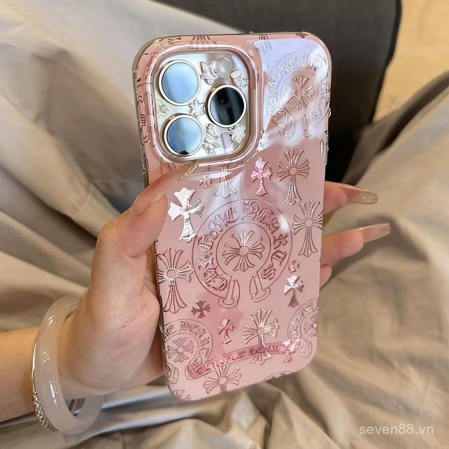 Ốp Điện Thoại Thích Hợp Cho iPhone 11 12 13 14 15 16 17 Pro max Plus Air Sweet Cool Pink Black Cross Vỏ Bảo Vệ Chống Sốc Bao Gồm Tất Cả RWNY