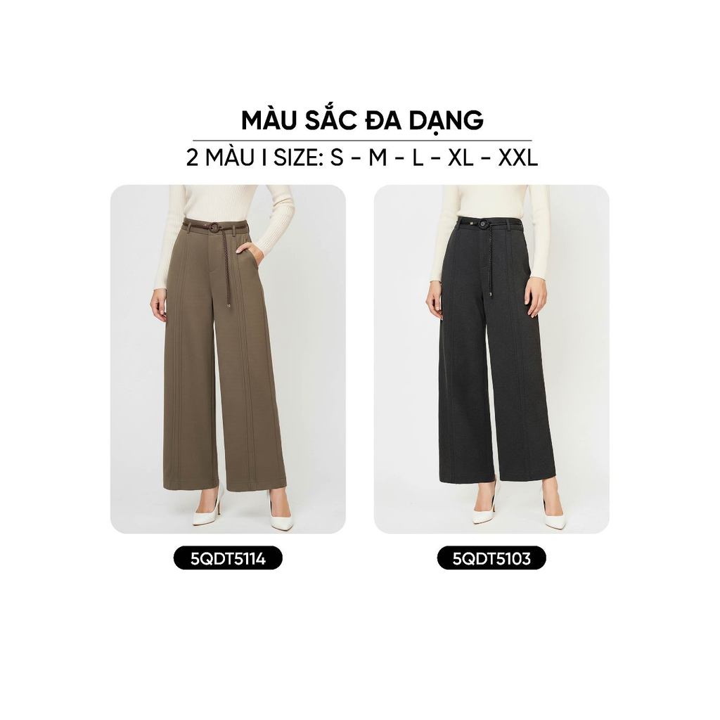 Quần dạ dài nữ GIANA CARDINA tạo gân trước kèm đai 5QDT51