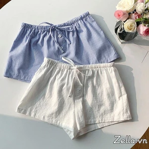 Quần Short Mini Nữ Dây Rút Co Giãn, Phù Hợp Mặc Mùa Hè, Thiết Kế Màu Trơn/Sọc In