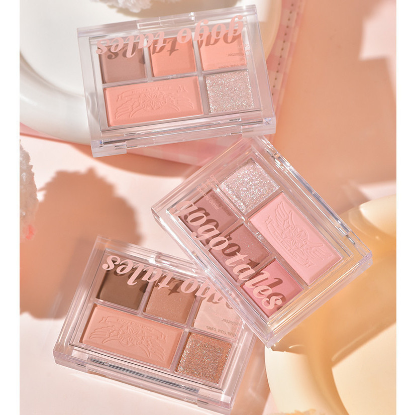 Bảng mắt 5 ô GOGO TALES GT630 caro hồng pastel nhũ lì 3in1 soft mist color eyeshadow palette