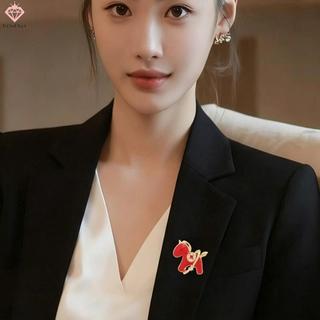 Trâm cài hình ngựa đỏ cung hoàng đạo - Phụ kiện thời trang cho nữ và quà tặng