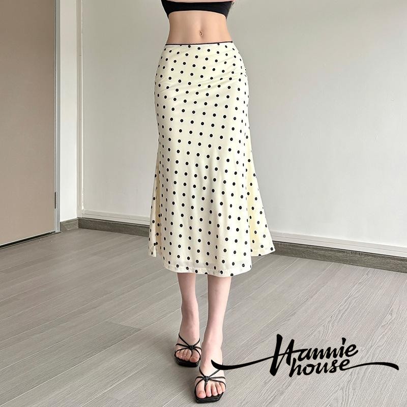 Váy chấm bi lưng cao dành cho nữ - Váy loe chữ A thông thường