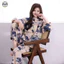 Đồ ngủ nữ tay ba phần tư phong cách Trung Hoa, chất liệu cotton nguyên chất, màu xanh trắng họa tiết rộng rãi