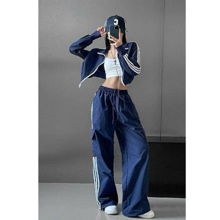 Quần Joker Nữ Chất Dù Ống Suông Thể Thao 3 Sọc Cá Tính, Lưng Thun Dây Rút Thoải Mái Unisex
