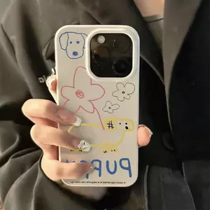 Đáng yêu chó trắng mô tả cho iPhone 1516PROMAX trường hợp 1314PRO sáng mặt XR đơn giản 12 mềm trường hợp