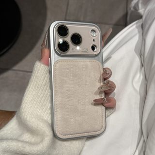 Phim Bảo Vệ Ống Kính Kính Thời Trang Màu Hồng Xám Denim Vải Ốp Lưng Điện Thoại iPhone 17Promax 17Pro 14 15 16 Pro Max Chống Sốc Nam Nữ Vỏ Di Động