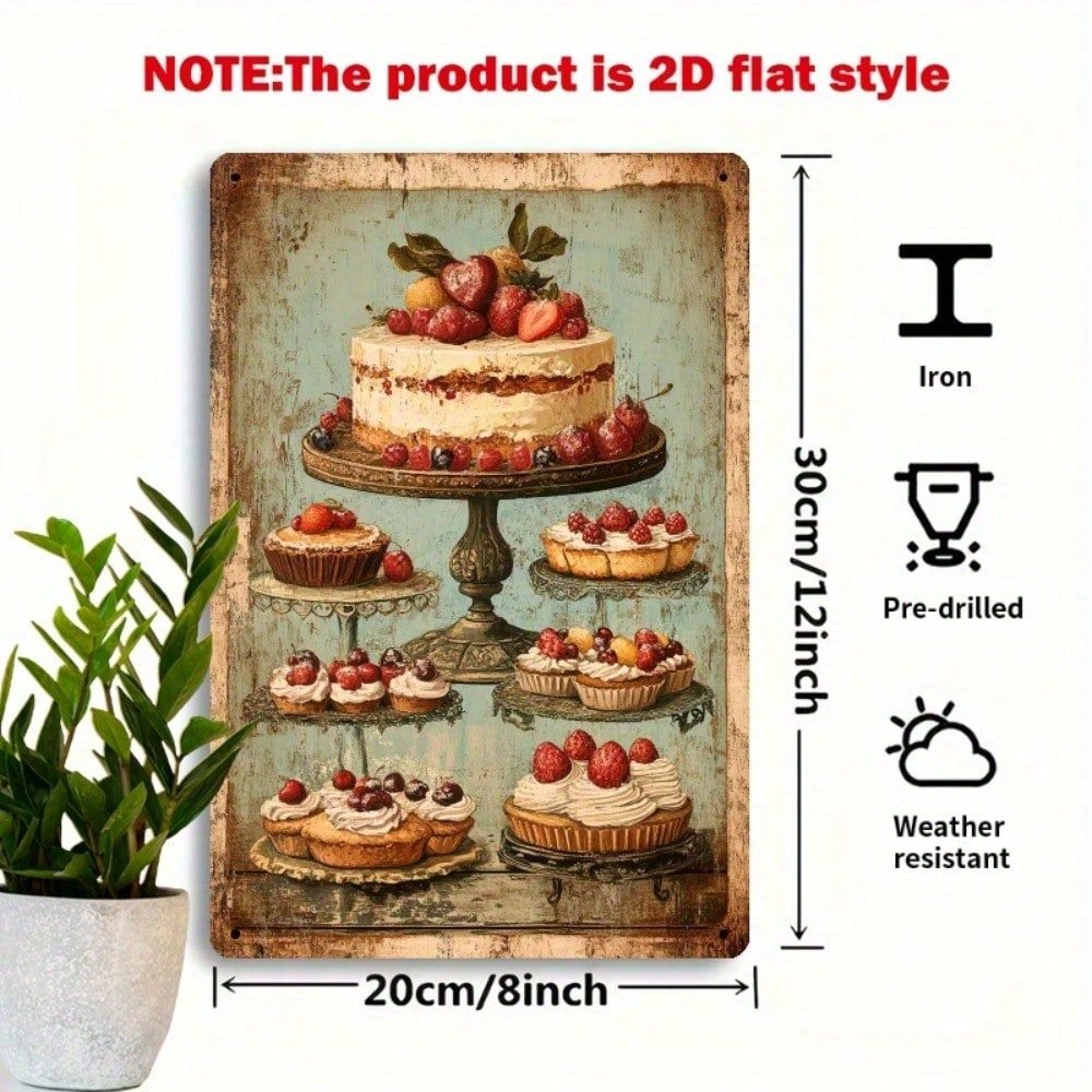 CIFbuy Mộc Mạc Vintage Kim Loại Treo Tường Nghệ Thuật 3D Trang Trí Trực Quan Ký Nhà Bếp Berry Trái Cây Trang Trí Nhà Xu Hướng