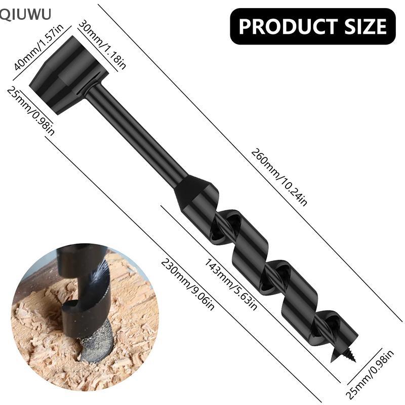 QIUWU Tay Gỗ Đấm Hướng Dẫn Sử Dụng Máy Khoan Auger Bush-Craft Thép Carbon Di Động Sinh Tồn Mũi Khoan Mở Rộng Ngoài Trời.