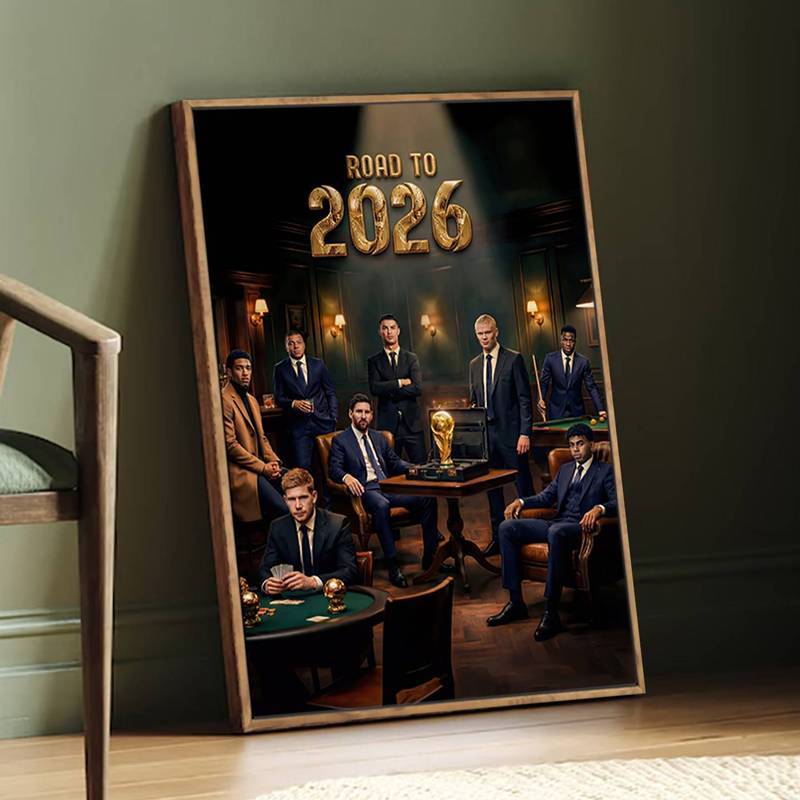 Bóng Đá Truyền Thuyết Canvas Nghệ Thuật Treo Tường Messi Ronaldo Poster 2026 World Cup Phòng Khách Sofa Nền Trang Trí