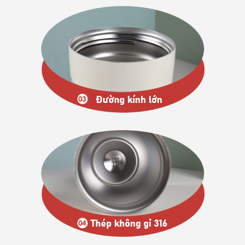Bình giữ nhiệt 530ml, lõi Inox 316, nắp uống 2 trong 1, giữ nhiệt 12h, thiết kế tối giản, nhiều màu sắc