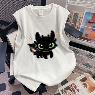 Áo vest không tay phim hoạt hình, bằng cotton nguyên chất, phù hợp mùa hè