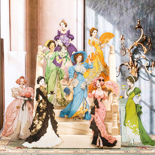 ENWEI 20 Chiếc [Dòng Bữa Tối Rococo] Tiệc Đêm Màu Hồng PET Gala Vàng Phong Cách Vintage Tạp Chí Dán Đồ Trang Trí Thủ Công