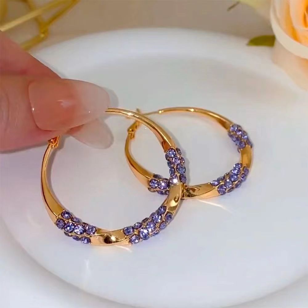 Bông tai zircon màu tím cao cấp - Phù hợp phụ nữ tinh tế và thanh lịch