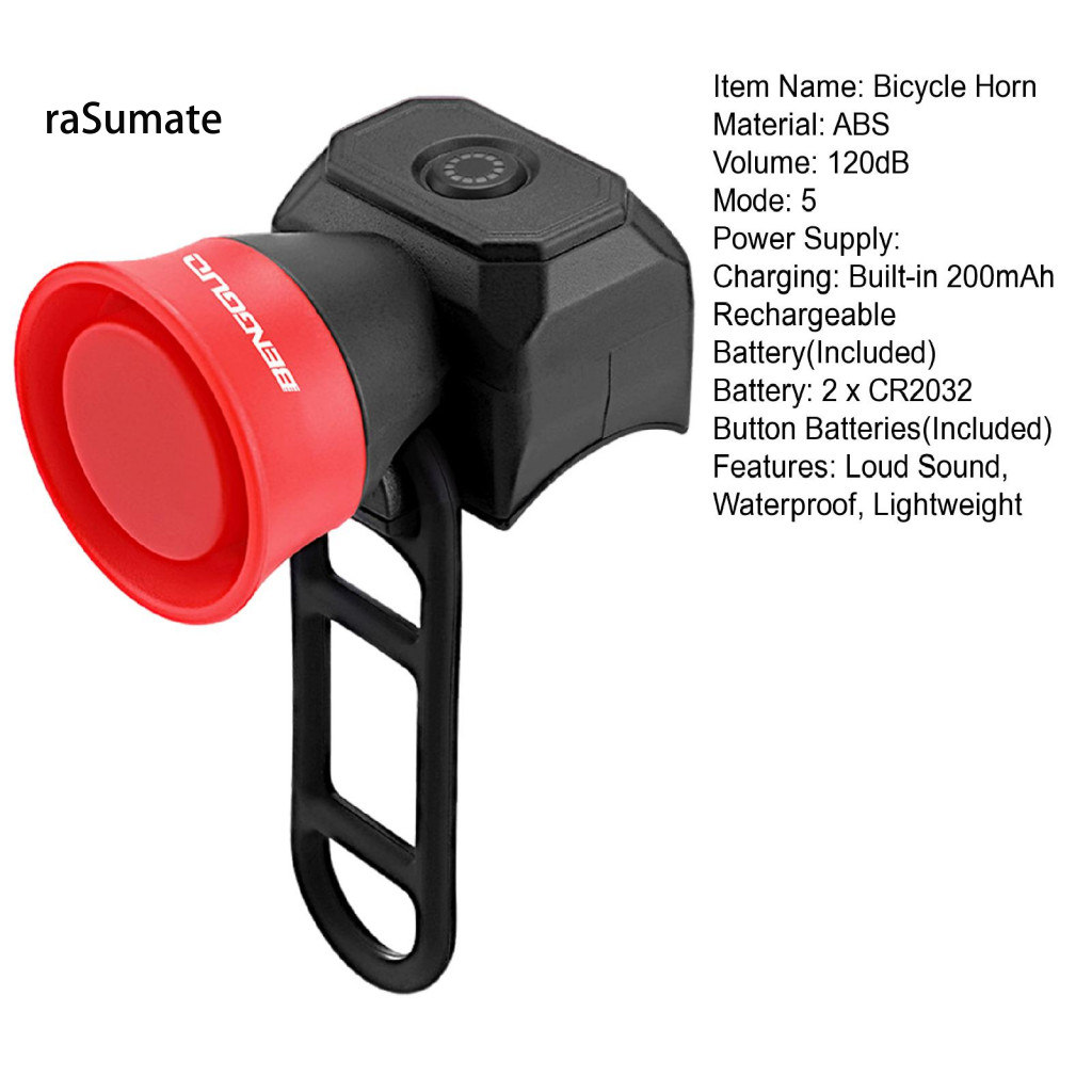 Chuông tay lái xe đạp có thể sạc lại, chống nước, âm lượng 120dB, tiện dụng cho xe đạp đường trường và địa hình