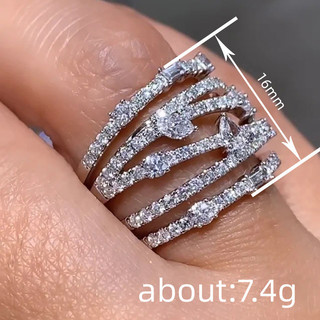 Nhẫn giọt nước hình học zircon nữ phong cách mới