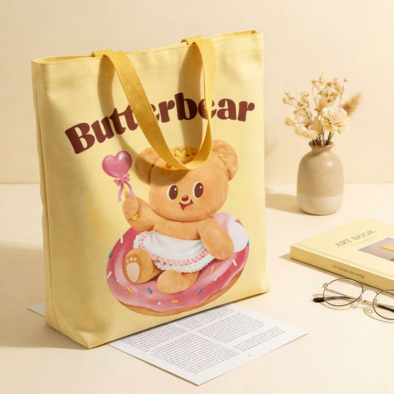 [Aria] Túi Vải Gấu Bơ Nữ Dễ Thương Dung Tích Lớn Đi Lại Túi Tote Học Sinh Túi Đeo Vai