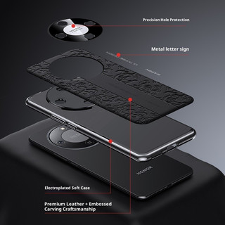 Ốp điện thoại khắc da 3D cho Honor X9D X9C X9B 5G Magic 8 7 6 Pro X70 X60 X50 Pro Da trơn cao cấp cứng chống rơi Vỏ bảo vệ mạ điện thời trang