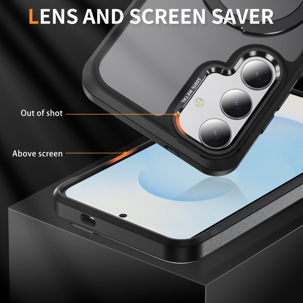 Ốp điện thoại giá đỡ xoay từ tính PC + TPU cho Samsung Galaxy S26 S25 S24 S23 Plus Ultra Skin Feel Transparent Backplane Vỏ thời trang chống rơi vân tay